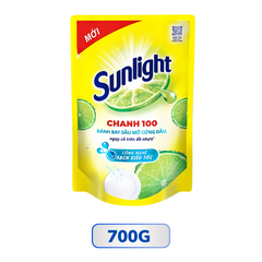 Nước rửa chén Sunlight Chanh 100 đánh bay dầu mỡ cứng đầu túi 700G/ 3.5KG