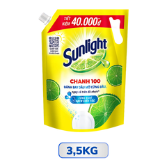 Nước rửa chén Sunlight Chanh 100 đánh bay dầu mỡ cứng đầu túi 700G/ 3.5KG