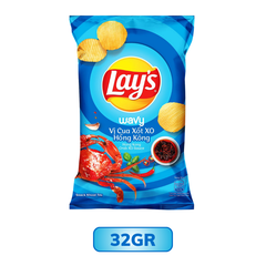 Snack Lay's Wavy Khoai Tây Vị Cua Xốt XO Hồng Kông 32G/90G