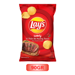 Snack khoai tây vị thăn bò nướng Texas Lay's Wavy gói 32G/ 90G