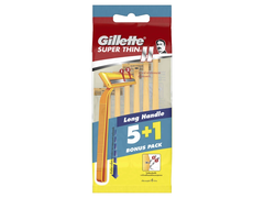 Gillette Super Thin II Long Handle Razor Pack of 6 (5+1 Free)