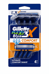 Gillette Flexi Blue 3X Comfort Disposable Razor Pack of 4