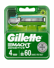 Gillette Mach3 Sensitive Replacement Cartridges Pack of 4