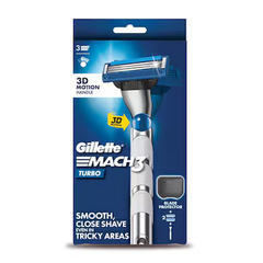 Gillette Mach3 Turbo 3D Motion Razor Set (1 Handle + 2 Cartridges + 1 Blade Protector)