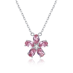 Dây chuyền Bạc ý 925 pha lê Swarovski Pink flower DCB08