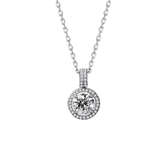 Dây chuyền kim cương Moissanite viên 6li5 kiểm định GRA Bạc ý 925 CECY DCKCM2