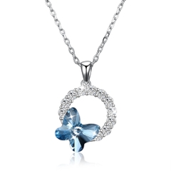 Dây chuyền Bạc ý 925 pha lê Swarovski Blue butterfly DCBL01