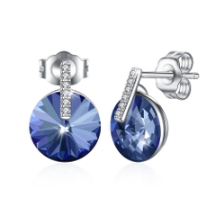 Khuyên tai bạc ý 925 pha lê Swarovski - Blue buds