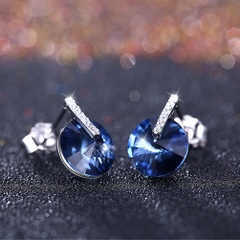 Khuyên tai bạc ý 925 pha lê Swarovski - Blue buds