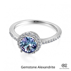 Nhẫn bạc ý 925 mạ vàng trắng đá quý ALEXANDRITE 1101 CECY