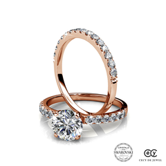 Nhẫn đôi  bạc ý 925 mạ vàng hồng 18k pha lê Swarovski 12401