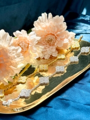 Lắc tay cỏ 4 lá bạc ý mạ vàng 18k tinh xảo CECY JEWELRY