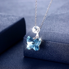 Dây chuyền Bạc ý 925 pha lê Swarovski Blue Butterfly DCB05