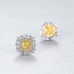 Khuyên tai bạc ý 925 kim cương nhân tạo LAB GROWN CECY Yellow 3111