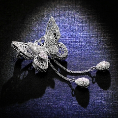 Trâm cài áo Bướm Trắng pha lê Swarovski