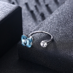 Nhẫn Bạc ý 925 pha lê Swarovski Blue Butterfly DCB05