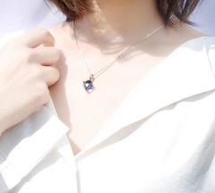 Dây chuyền bạc ý 925 pha lê Swarovski mặt vuông xanh CECY DCSW003