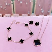 Bộ  3 sản phẩm trang sức cỏ bốn lá bạc ý 925 mạ vàng hồng CECYDEJEWE