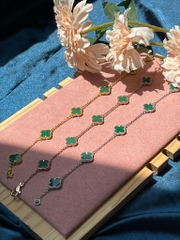 Lắc tay cỏ 4 lá bạc ý mạ vàng 18k tinh xảo CECY JEWELRY