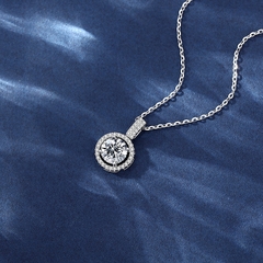 Dây chuyền kim cương Moissanite viên 6li5 kiểm định GRA Bạc ý 925 CECY DCKCM2