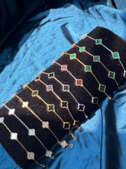 Lắc tay cỏ 4 lá bạc ý mạ vàng 18k tinh xảo CECY JEWELRY