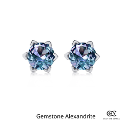 Khuyên tai bạc ý 925 đá quý Alexandrite 1180 - CECY