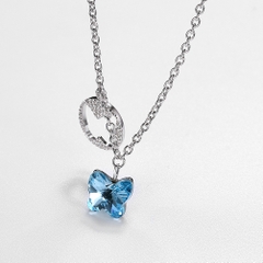 Dây chuyền Bạc ý 925 pha lê Swarovski Blue Butterfly DCB04