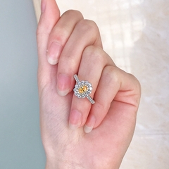 Nhẫn nữ bạc ý 925 kim cương LAB GROWN Yellow N01