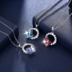 Dây chuyền Bạc ý 925 pha lê Swarovski Blue butterfly DCBL01