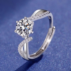 Nhẫn bạc ý 925 kim cương Moissanite 6li5 kiểm định GRA  Twisted 997M