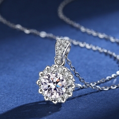 Dây chuyền bạc ý 925 kim cương Moissanite  Flower 996M