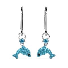 Khuyên tai bạc ý 925 pha lê Swarovski khuyên tai cho mẹ và bé 2614 Blue dolphin