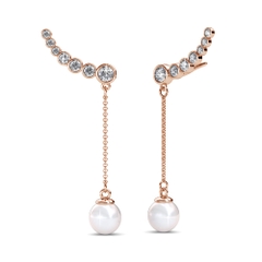 Khuyên tai bạc ý 925 mạ vàng 18k pha lê Swarovski khuyên vành tai  dài 2612