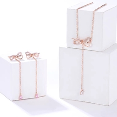 Bộ trang sức  CECY Bạc ý 925 mạ vàng pha lê Swarovski  Bow 10151