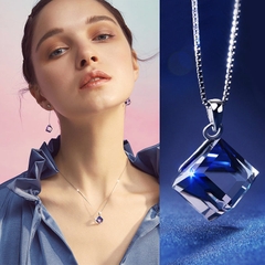 Dây chuyền Square blue Swarovski 925 - 11031D