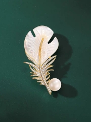 Trâm cài áo pha lê Swarovski Feathers & Pearls 1133
