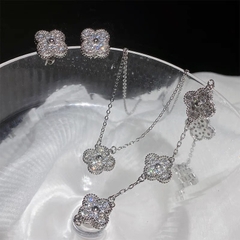 Bộ trang sức hoa bốn lá bạc ý 925 pha lê Swarovski CECY 2709