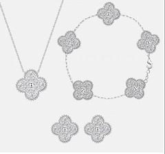 Bộ trang sức hoa bốn lá bạc ý 925 pha lê Swarovski CECY 2709