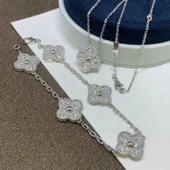 Bộ trang sức hoa bốn lá bạc ý 925 pha lê Swarovski CECY 2709