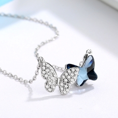 Dây chuyền bạc ý 925 pha lê Swarovski Blue butterfly CECY D3132
