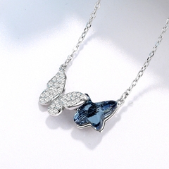 Dây chuyền bạc ý 925 pha lê Swarovski Blue butterfly CECY D3132