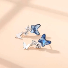 Khuyên tai bạc ý 925 pha lê Swarovski  Blue butterfly CECY K3131