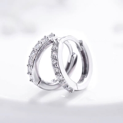 Khuyên tai bạc ý 925 kim cương Moissanite tấm nhỏ CECY 11023