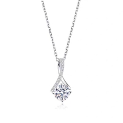 Dây chuyền Bạc ý 925 mạ vàng 18k kim cương Moissanite MS06
