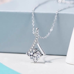 Dây chuyền Bạc ý 925 mạ vàng 18k kim cương Moissanite MS06