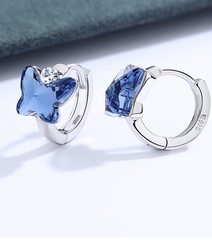 Khuyên tai bạc ý 925 pha lê Swarovski Blue butterfly CECY 2511