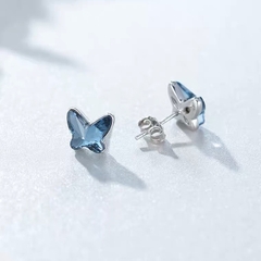 Khuyên tai bạc ý 925 pha lê Swarovski - Blue butterfly