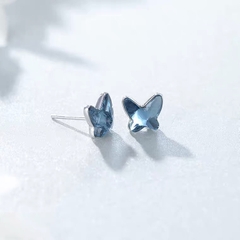 Khuyên tai bạc ý 925 pha lê Swarovski - Blue butterfly