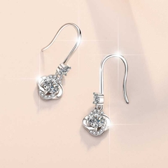 Khuyên tai bạc ý 925 kim cương MOISSANITE chứng nhận GRA Apricot flowers 090