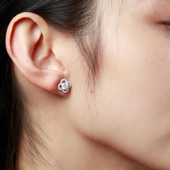 Khuyên tai bạc ý 925 kim cương Moissanite Bông Hoa CECY 1205